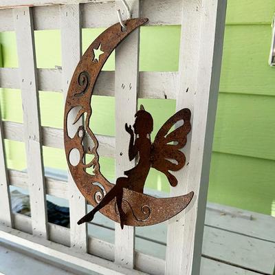 201 IRON FAIRY MOON YARD ART 11" TALL PIERCED CUT