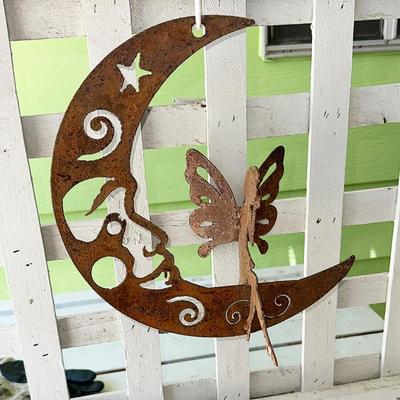 201 IRON FAIRY MOON YARD ART 11" TALL PIERCED CUT