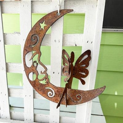 201 IRON FAIRY MOON YARD ART 11" TALL PIERCED CUT