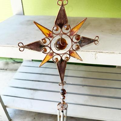 202 METAL & GLASS WIND CHIME SUN CATCHER 20" TALL