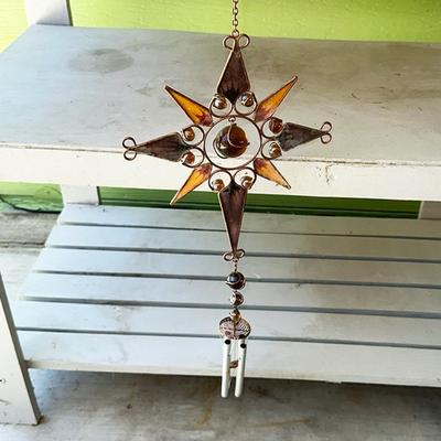 202 METAL & GLASS WIND CHIME SUN CATCHER 20" TALL