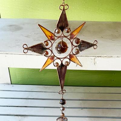 202 METAL & GLASS WIND CHIME SUN CATCHER 20" TALL