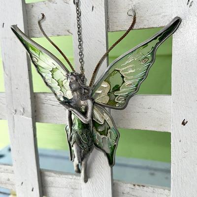 203 YARD ART LEADED GLASS FAIR SCULPTURE 9"