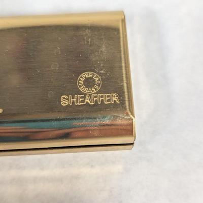 Gold Electroplated Sheaffer Pen With Engraved Imperial Brass Holder