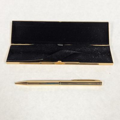 Gold Electroplated Sheaffer Pen With Engraved Imperial Brass Holder