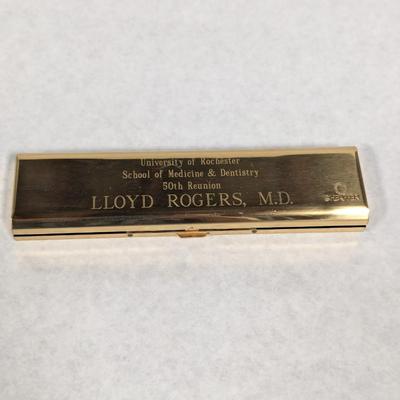 Gold Electroplated Sheaffer Pen With Engraved Imperial Brass Holder