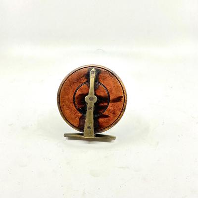 1391 Antique Wooden and Brass Fly Fishing Reel