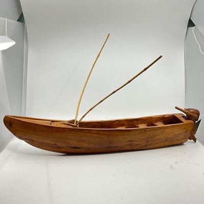 1395 Vintage Handcarved Jamaican Canoe by Lloyd Reed
