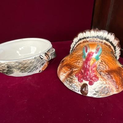 Lot # 128 Pair of Vintage Ceramic Turkey Terrines