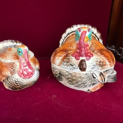 Lot # 128 Pair of Vintage Ceramic Turkey Terrines