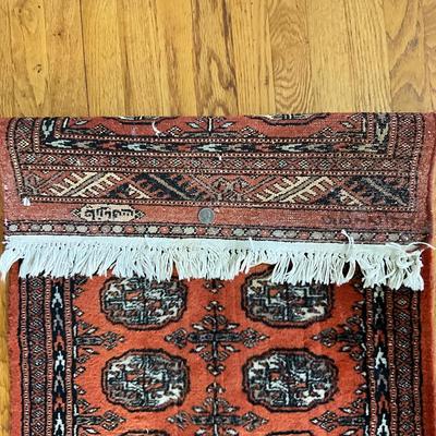 1399 Vintage Oriental Wool Bohkara Handknotted Signed Runner 6'3" x 25" wide