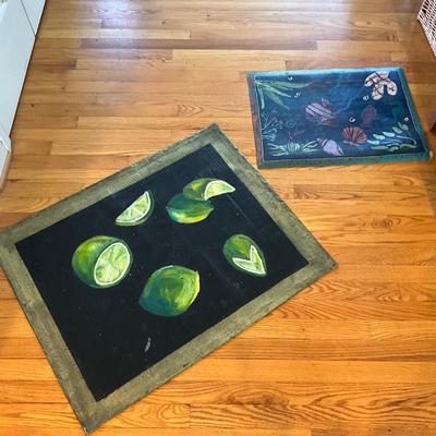 1411 Vintage Handpainted Vinyl Floor Mats