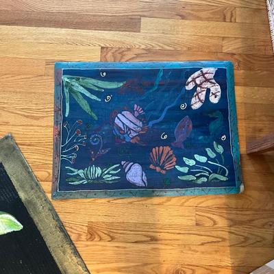 1411 Vintage Handpainted Vinyl Floor Mats