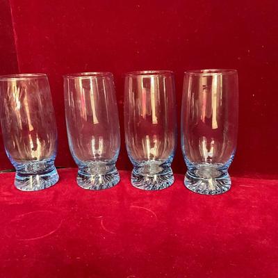 Lot # 109 Lot of Blue Vintage Glasses, Vintage Cobalt Blue Vase, Ceramic Vase, Blue Round Candle
