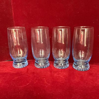 Lot # 109 Lot of Blue Vintage Glasses, Vintage Cobalt Blue Vase, Ceramic Vase, Blue Round Candle