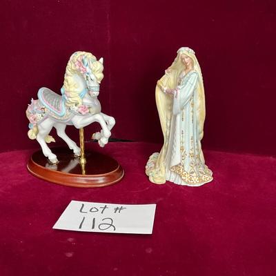 Lot # 112 Lenox 1987 Carousel Horse, & Lenox Rapunzel Figurine
