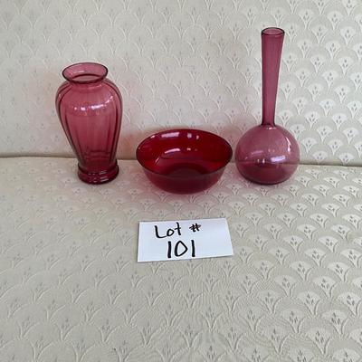 Lot # 101 Cranberry & Ruby Red Glass Lot