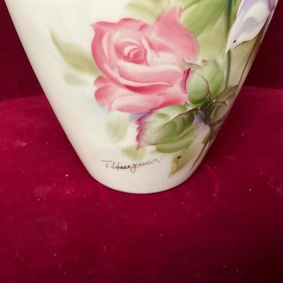 Lot# 97 Large Vintage Porcelain Bowl & Signed Rose Vase