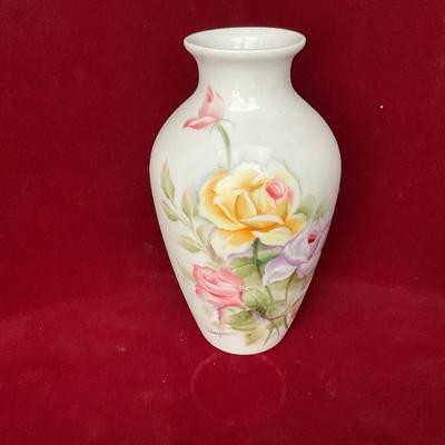 Lot# 97 Large Vintage Porcelain Bowl & Signed Rose Vase