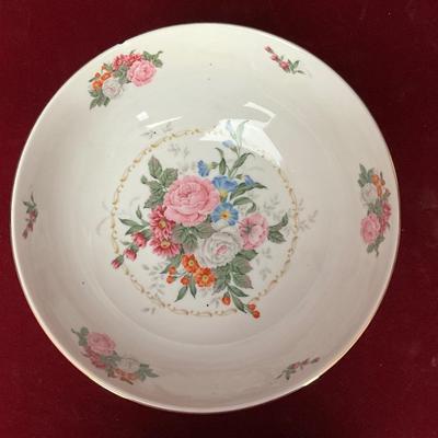 Lot# 97 Large Vintage Porcelain Bowl & Signed Rose Vase