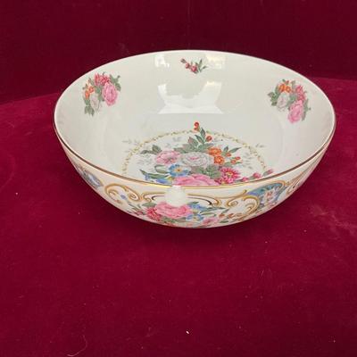 Lot# 97 Large Vintage Porcelain Bowl & Signed Rose Vase