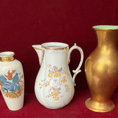 Lot# 98 Pair of Picard Vases and Porcelain Coffee Pot