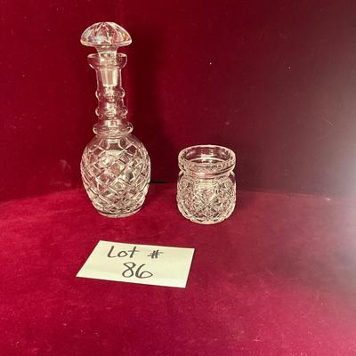 Lot# 86 Pressed Glass Decanter & Jar