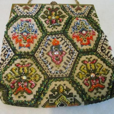 Delill Antique Needlepoint Tapestry Bag/Purse