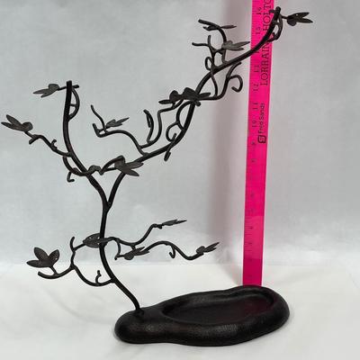 Large Bronze Metal Jewelry Tree for Earrings Necklaces Bracelets, Ring Dish Base