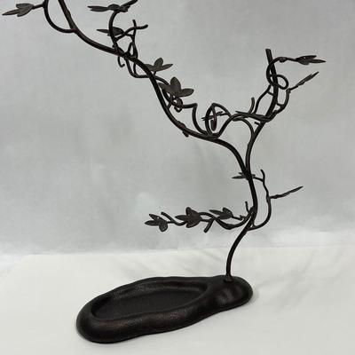 Large Bronze Metal Jewelry Tree for Earrings Necklaces Bracelets, Ring Dish Base