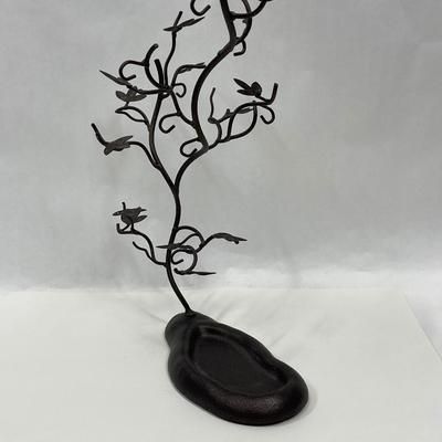 Large Bronze Metal Jewelry Tree for Earrings Necklaces Bracelets, Ring Dish Base
