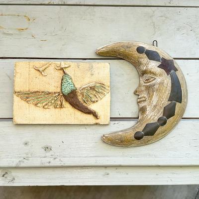 205 PATIO YARD WALL PLAQUES MOON & STARS AND HUMMINGBIRD