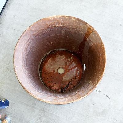 208 COPPER PATIO HOSE BUCKET WITH SUN DECORATION 15' HOSE