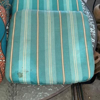 212 LOT OF 8 FOAM SEAT CUSHIONS PADS STRIPES AND LEAF PATTERNS 16" SQUARE