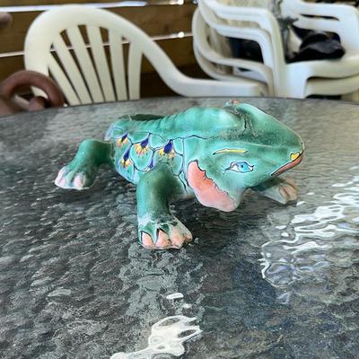 213 GREEN CLAY LIZARD WITH EYELASHES 16" LONG