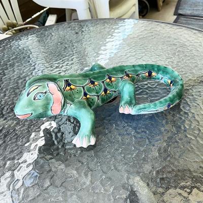 213 GREEN CLAY LIZARD WITH EYELASHES 16" LONG