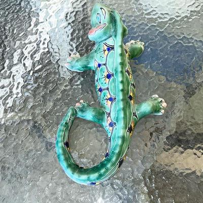 213 GREEN CLAY LIZARD WITH EYELASHES 16" LONG