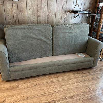 223 GREY SOFA 4 LOOSE CUSHIONS 90" WIDE