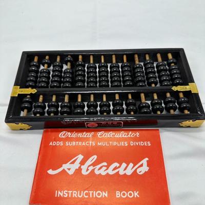vintage Lotus Flower Brand Abacus Chinese calculator with instruction book