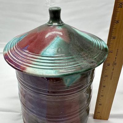 Chinese vintage porcelain large jun ware style jar 10" in tall