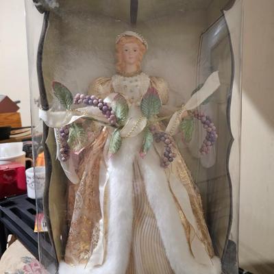 Christmas Decor Hand Crafted Porcelain Tree Topper Angel