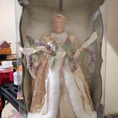 Christmas Decor Hand Crafted Porcelain Tree Topper Angel
