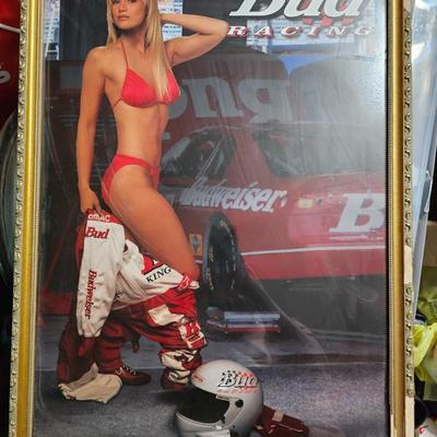 Vintage Bud Racing Budweiser Large Framed Picture