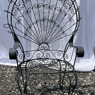 Lot# 77 Vintage John Saterini Wrought Iron Peacock Chair