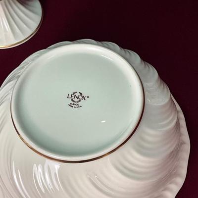 Lot# 80 Beautiful LENOX Candlesticks, Bowl and Vase