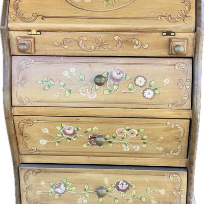Lot# 002 Vintage Three Drawer Hand Painted Miniature Secretary