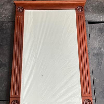 Lot# 006 Vintage Beveled Wood Framed Mirror