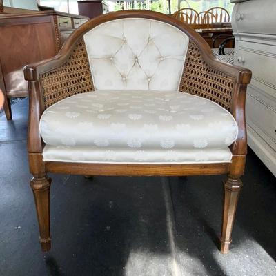 Lot# 012 MCM Barrel Back/Cane/Upholstered Chair 1920’s
