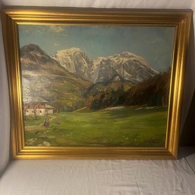 Conrad Pfau Framed & Signed Mountain View Painting (G-MG)