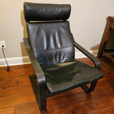 Ikea Danish Style Black Leather Arm Chair (D-JS)